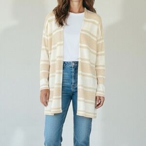 NWT Cyrus Longline Knit Cardigan in Tan/Cream Size Medium